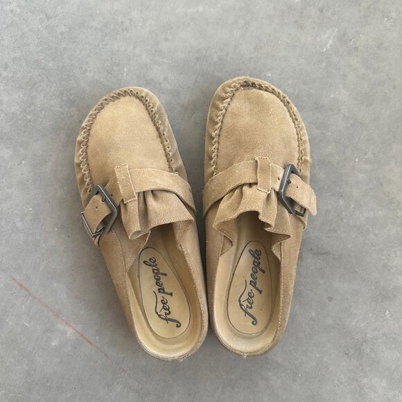 Free People After Riding Mule Macadamia Suede Slip Ons Size 8 - Picture 1 of 9